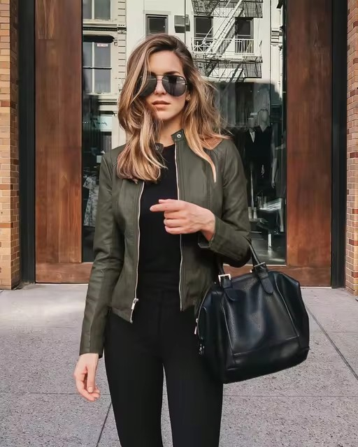 Vintage Leather Women's Bomber Jacket