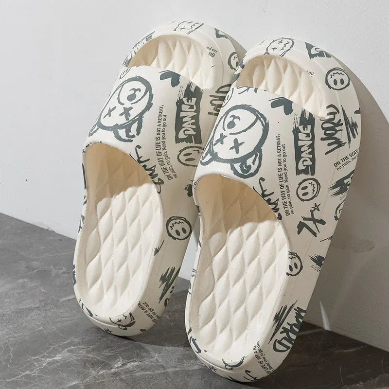 Chic Graffiti Comfort Slides - WellnessWays Fitness and Wellbeing