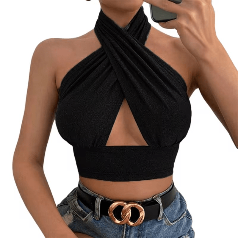 Chic Halter Crop Top - WellnessWays Fitness and Wellbeing