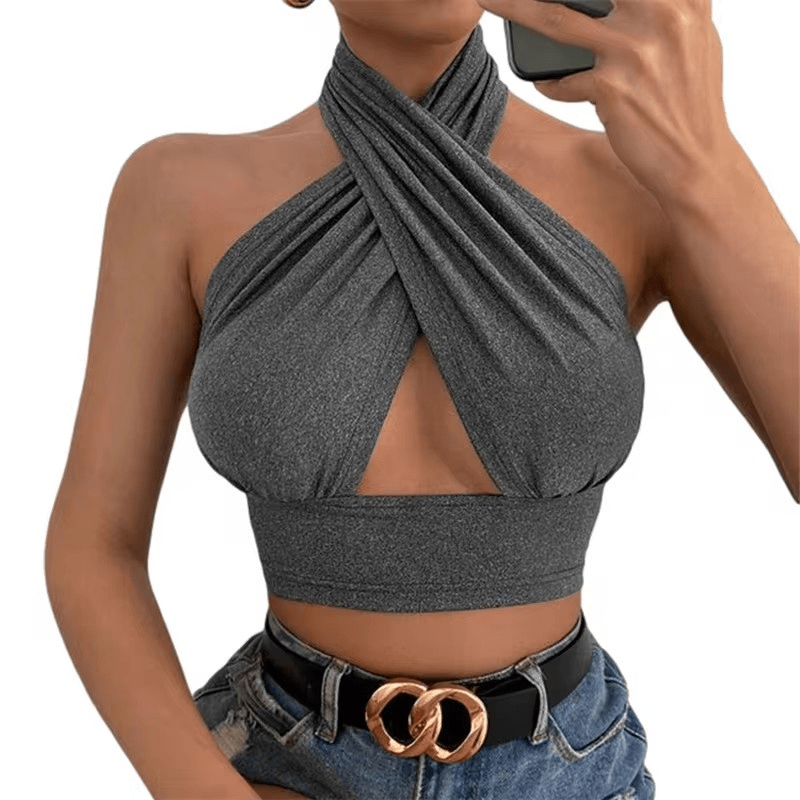 Chic Halter Crop Top - WellnessWays Fitness and Wellbeing