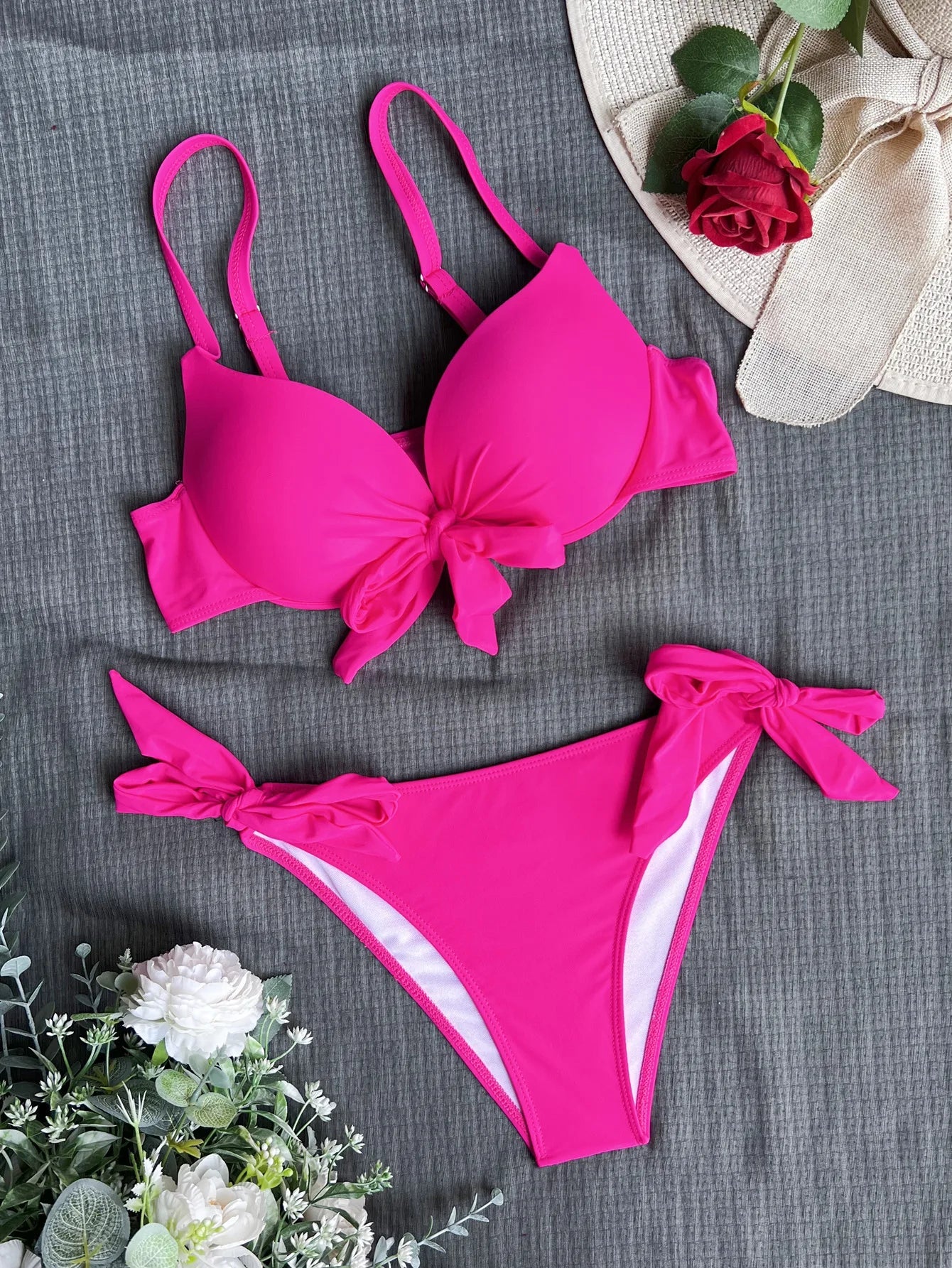 Elegant Bow Knot Push Up Bikini - WellnessWays Fitness and Wellbeing