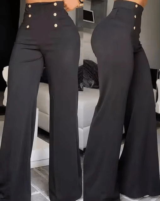 Elegant High Waist Chain Trousers - WellnessWays Fitness and Wellbeing