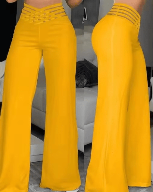 Elegant High Waist Chain Trousers - WellnessWays Fitness and Wellbeing