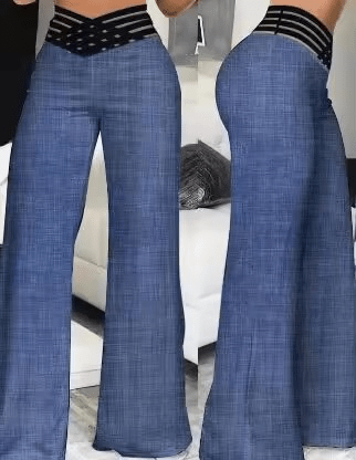 Elegant High Waist Chain Trousers - WellnessWays Fitness and Wellbeing