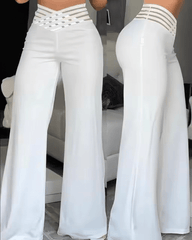 Elegant High Waist Chain Trousers - WellnessWays Fitness and Wellbeing