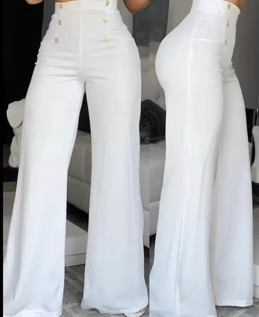 Elegant High Waist Chain Trousers - WellnessWays Fitness and Wellbeing