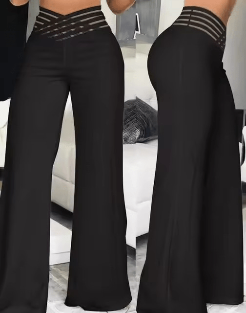 Elegant High Waist Chain Trousers - WellnessWays Fitness and Wellbeing