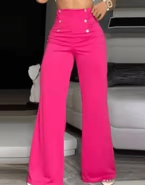 Elegant High Waist Chain Trousers - WellnessWays Fitness and Wellbeing