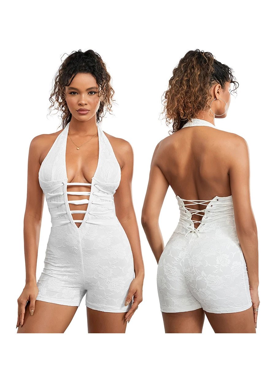 Elegant Lace Halter Romper - WellnessWays Fitness and Wellbeing