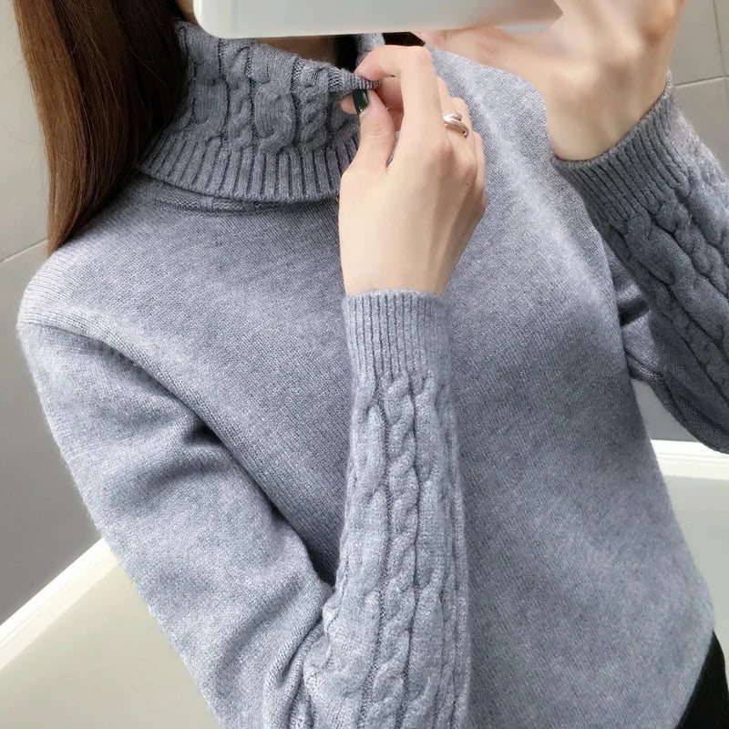 Cozy Khaki Turtleneck Sweater