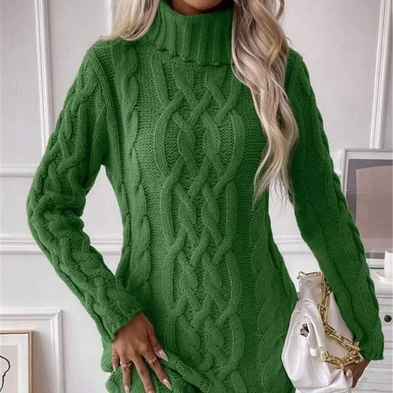 Elegant Knit Turtleneck Dress