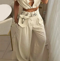 Chic Women's Lapel Pants Set