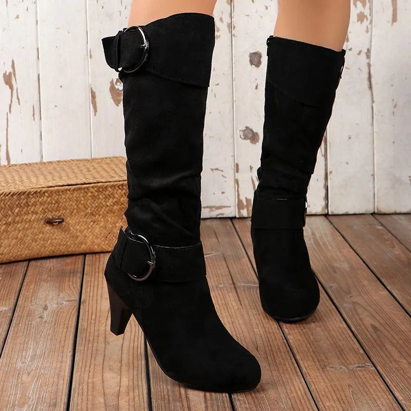 Elegant Western Mid-Calf Boots