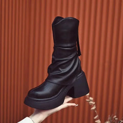 Chunky Heeled Winter Boots