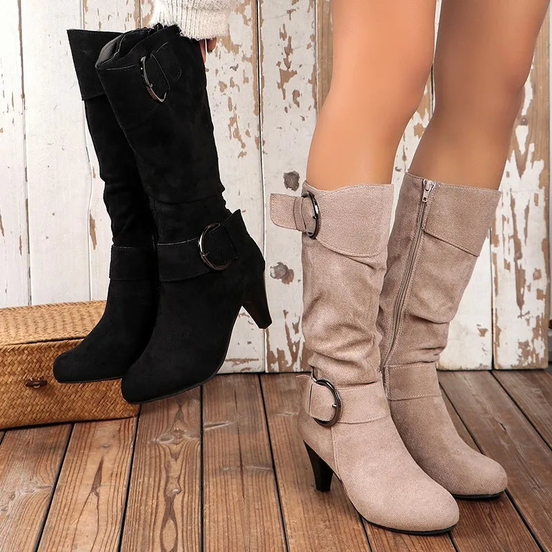 Elegant Western Mid-Calf Boots