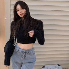 Fluffy Finesse Crop Sweater