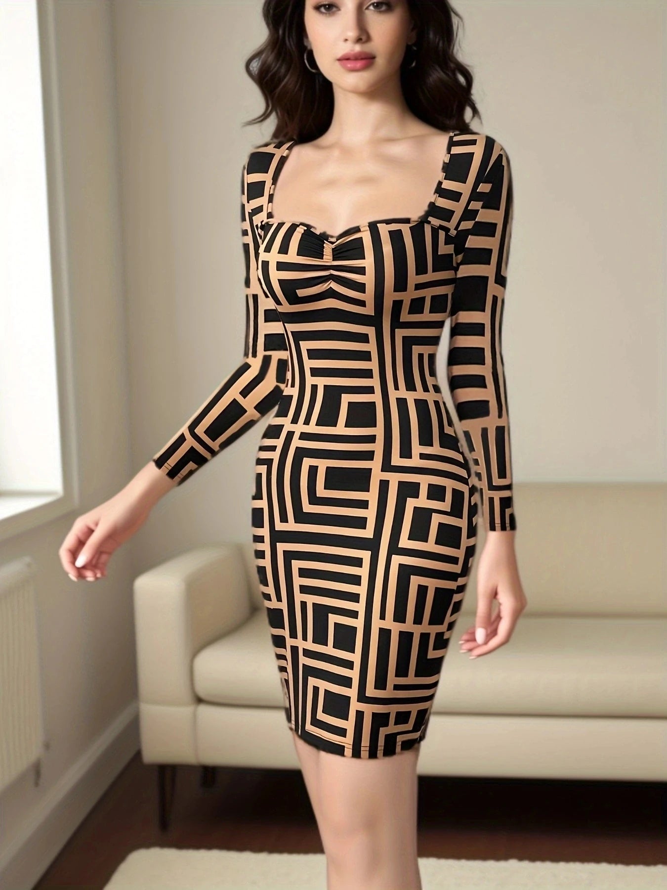 Chic Geo Pattern Dress