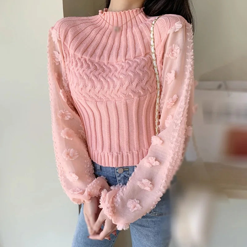 Elegant Knit Puff Sleeve Sweater