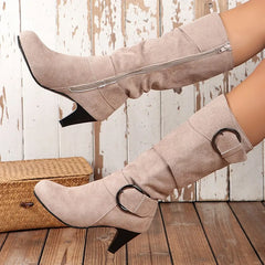 Elegant Western Mid-Calf Boots