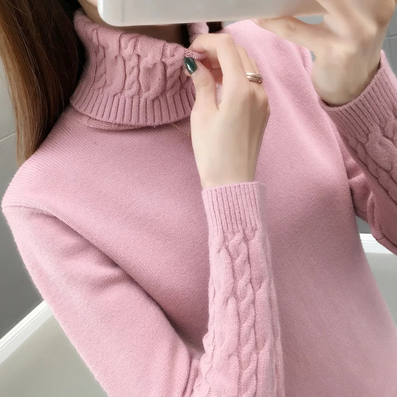 Cozy Khaki Turtleneck Sweater