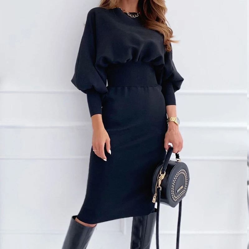 Lantern Sleeve Office Dress