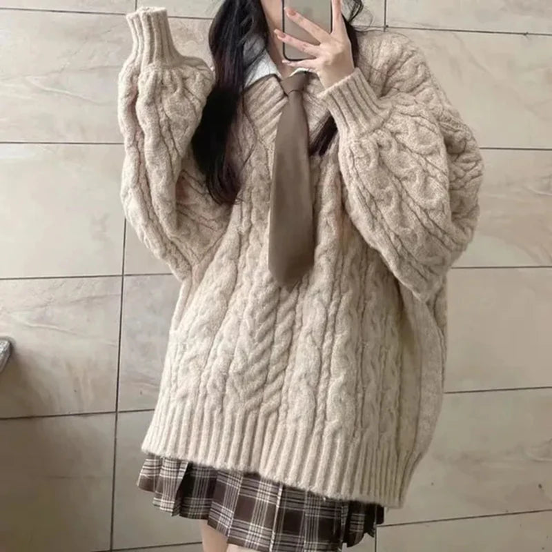 Cozy V-Neck Oversized Sweater