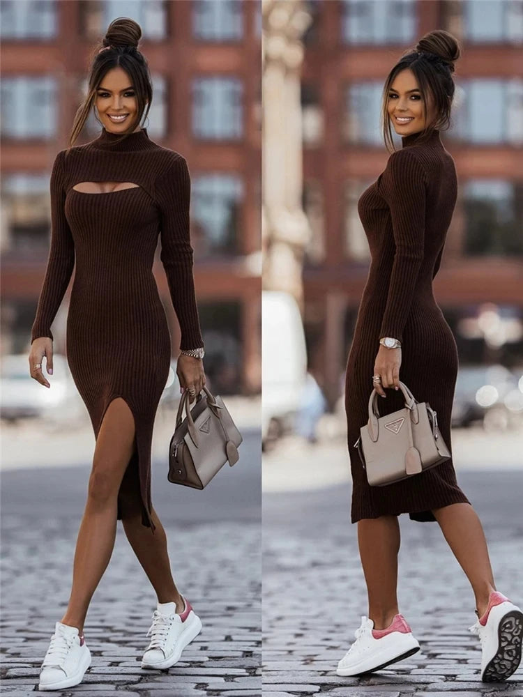 Elegant Knit Midi Dress