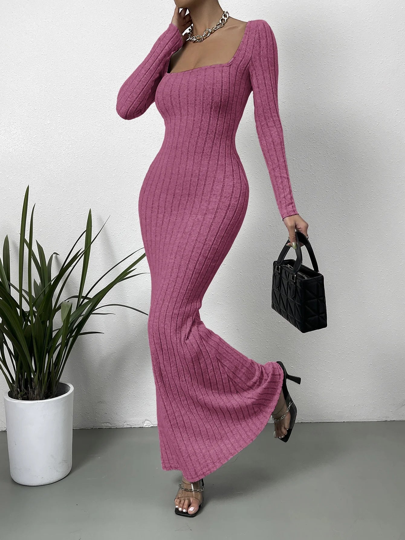 Elegant Low Cut Long Dress