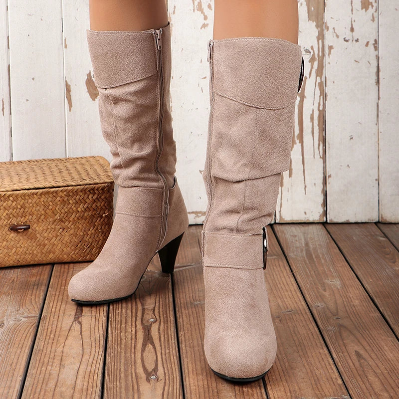 Elegant Western Mid-Calf Boots