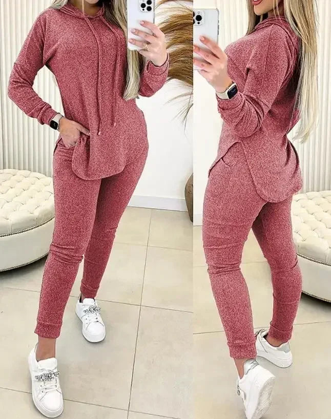 Chic Autumn Hooded Casual Set