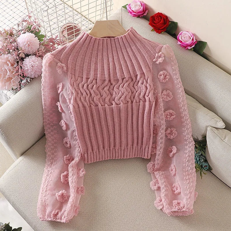 Elegant Knit Puff Sleeve Sweater