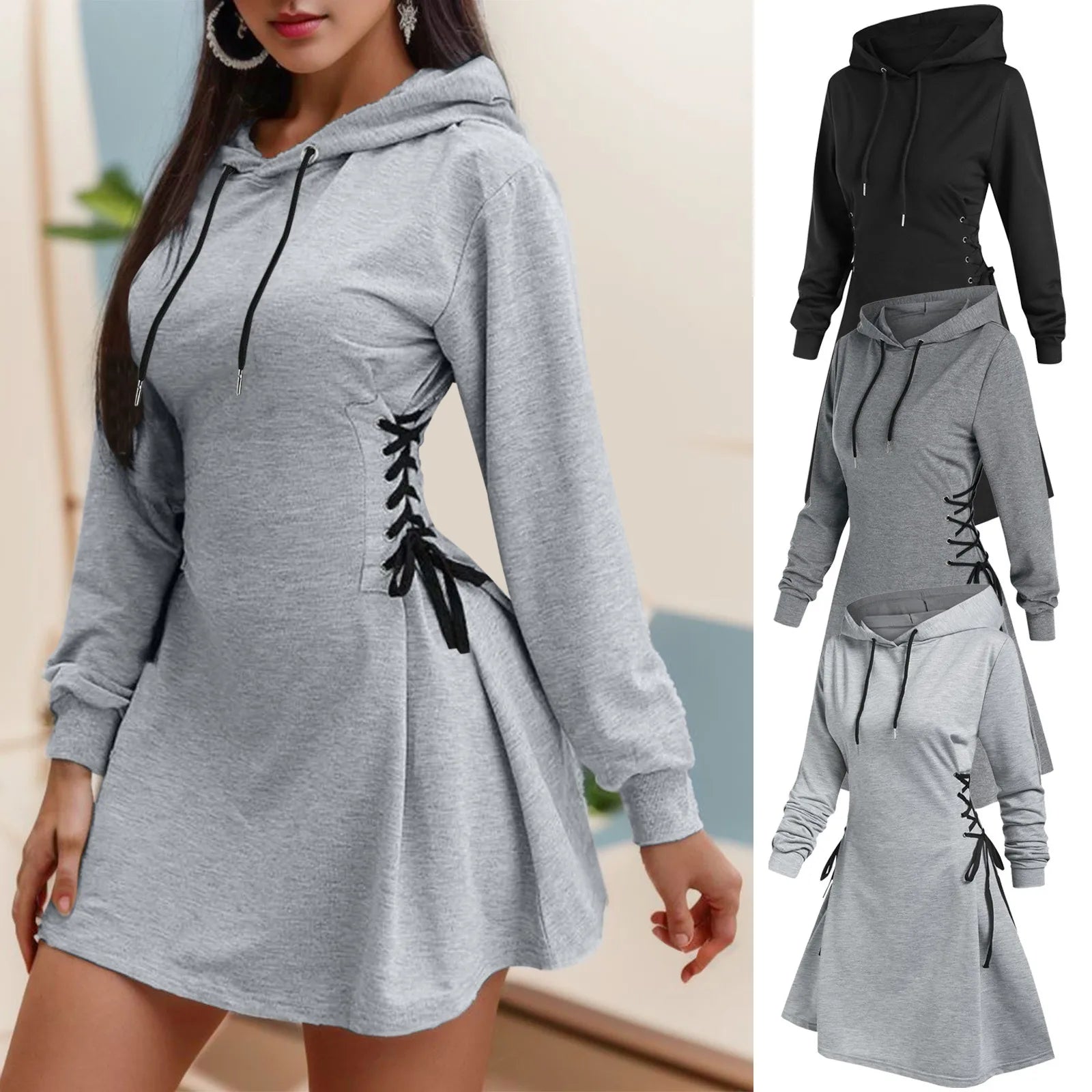 Comfy Tie-Waist Hoodie Dress