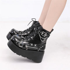 Gothic Rivet Platform Ankle Boots