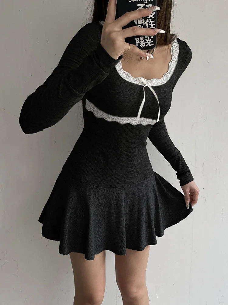 Elegant Patchwork Lace Mini Dress