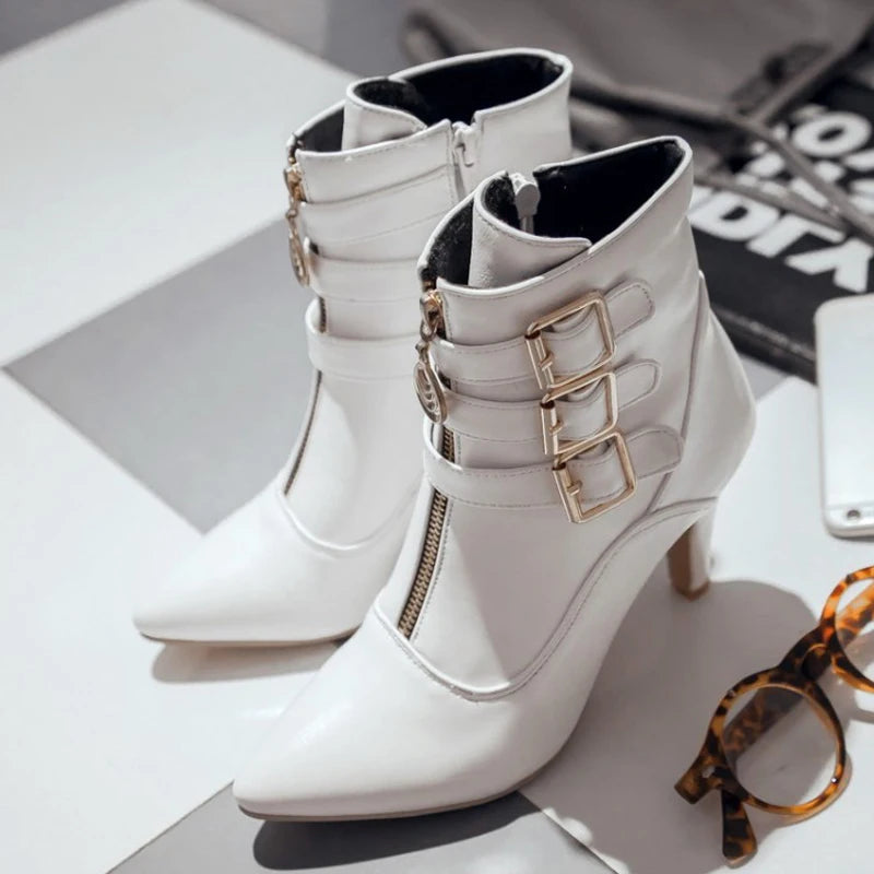 Chic Buckle Ankle Boots for Women