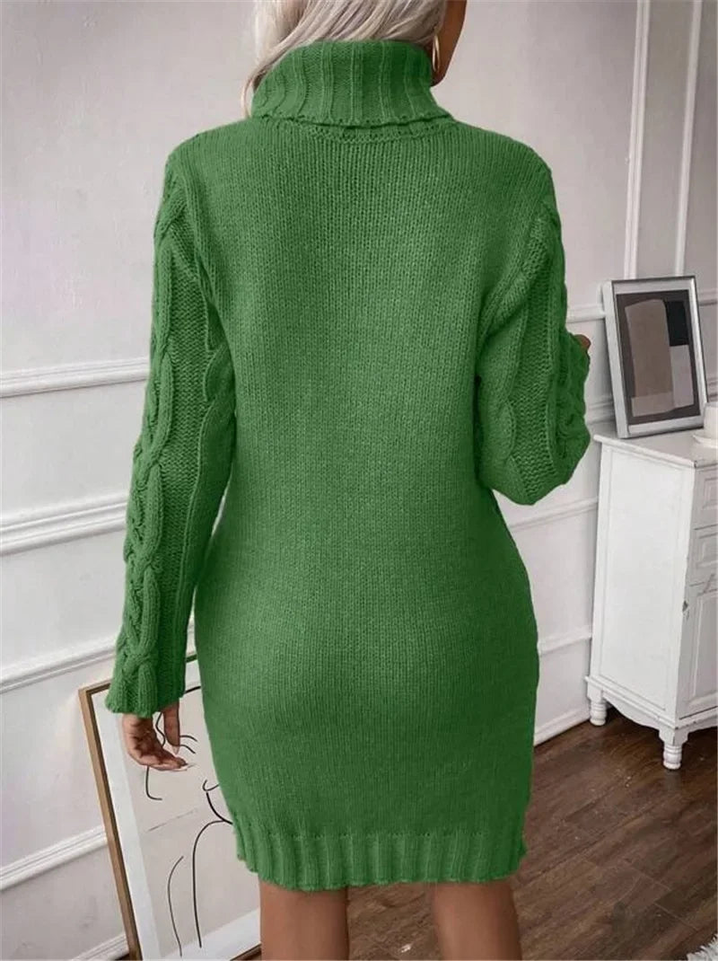 Elegant Knit Turtleneck Dress