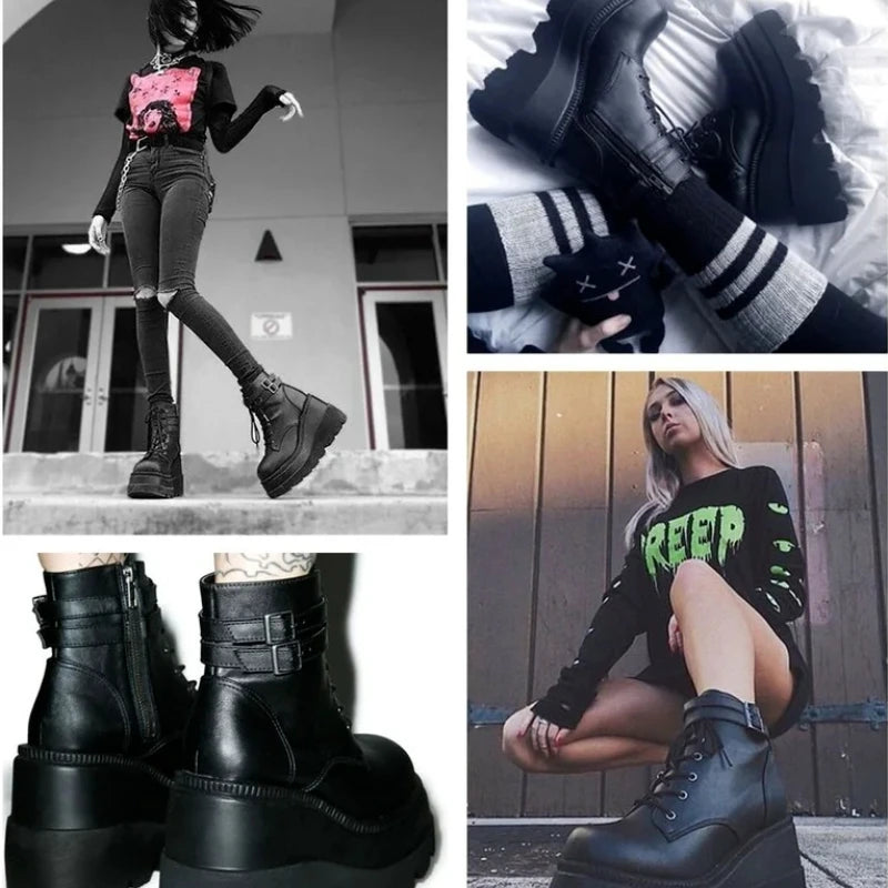 Punk Gothic High Heel Motorcycle Boots