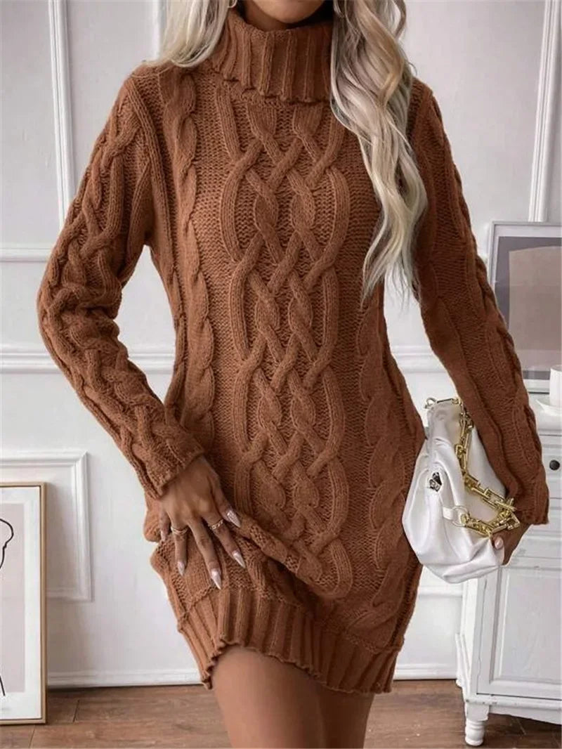 Elegant Knit Turtleneck Dress