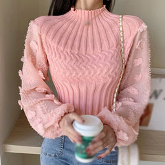 Elegant Knit Puff Sleeve Sweater