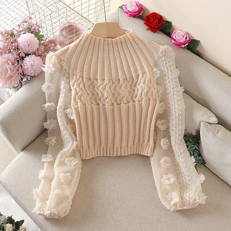 Elegant Knit Puff Sleeve Sweater