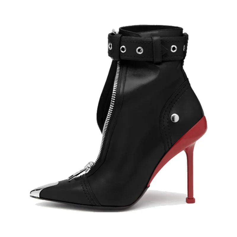 Belt-buckle High Heel Boots