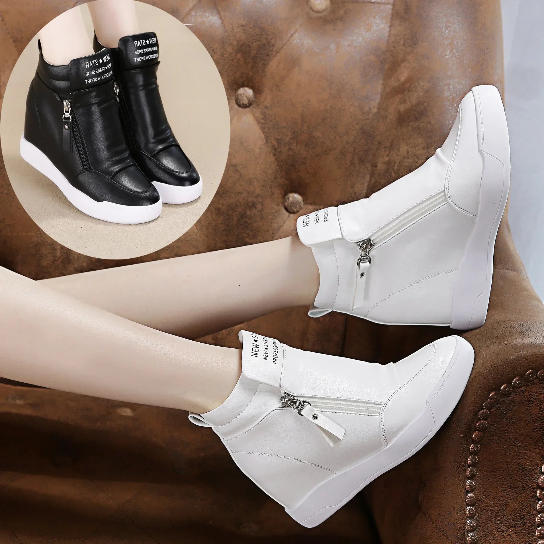 High Top Hidden Heel Sneakers