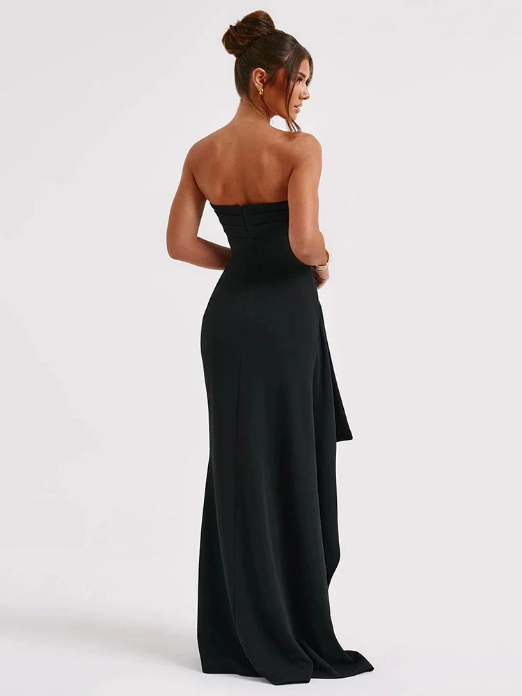 Elegant Black Backless Maxi Dress