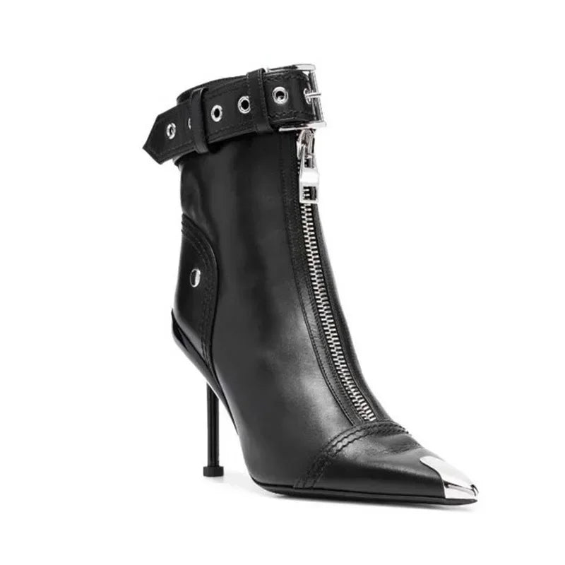 Belt-buckle High Heel Boots