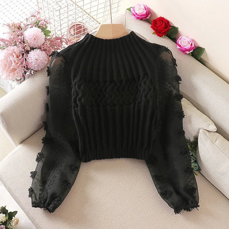 Elegant Knit Puff Sleeve Sweater