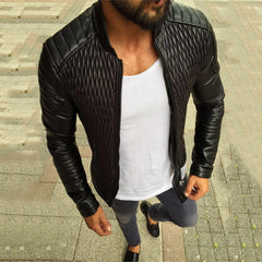 Men's Faux Leather Bomber Jacket