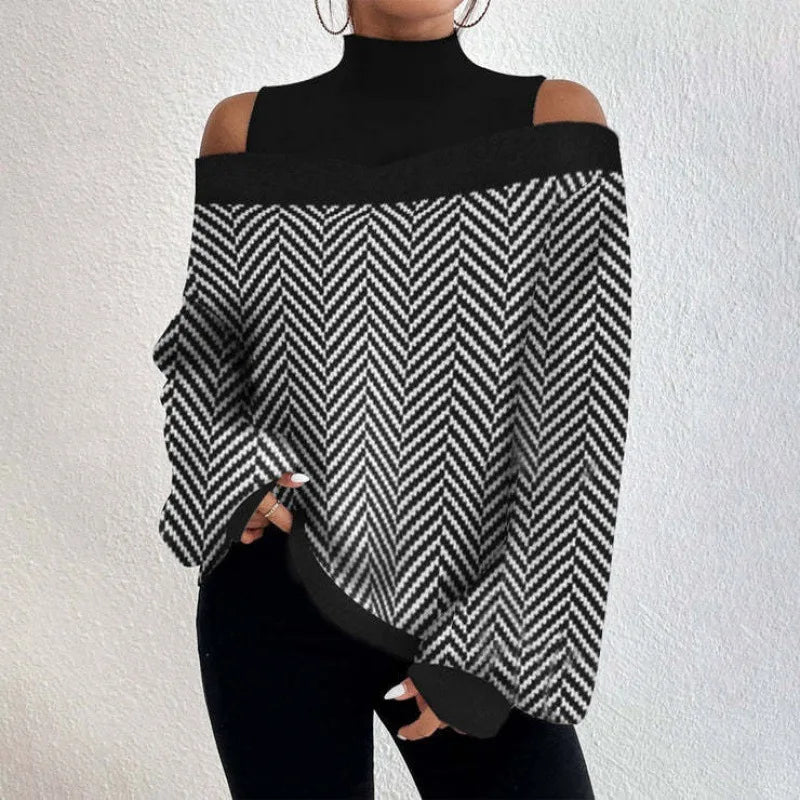 Stunning Off Shoulder Turtleneck Top