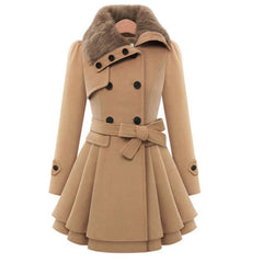 Elegant Woolen Ruffle Coat