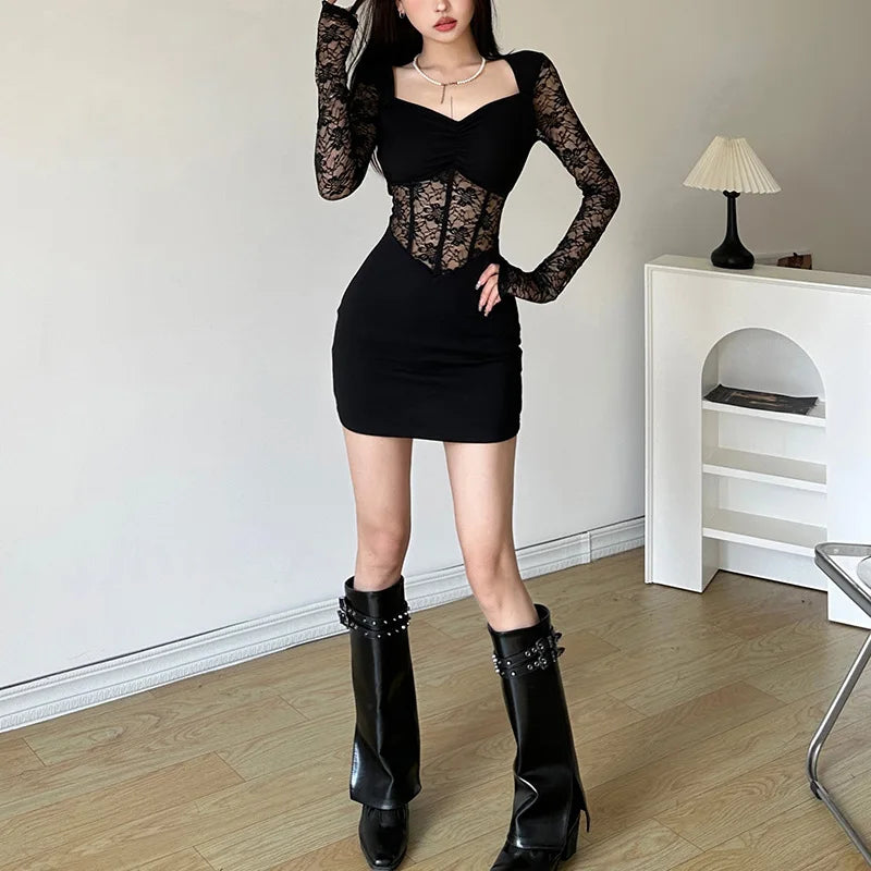 Mysterious Lace Knit Dress