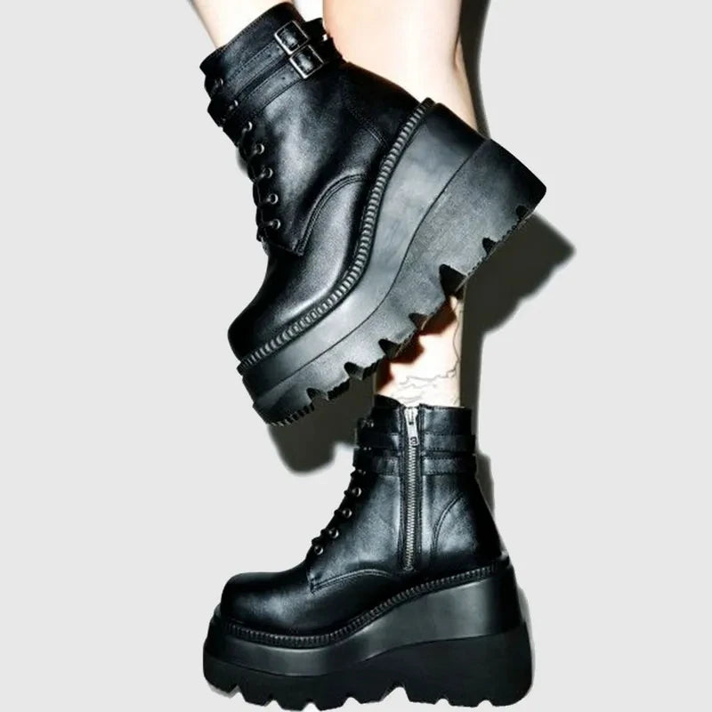 Punk Gothic High Heel Motorcycle Boots